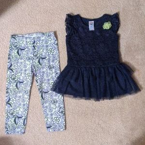 Navy Blue Lace with Print Bottoms